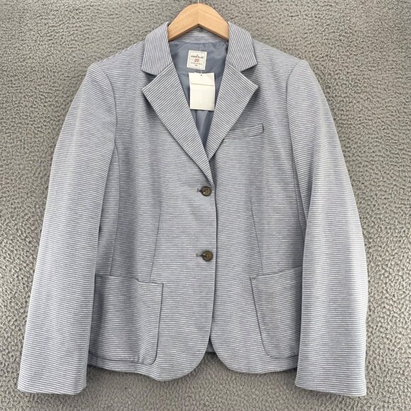Gap Jacket Womens 20 Plus Academy Blazer Light Blue Stripe Classic Button Up NWT - Picture 1 of 12